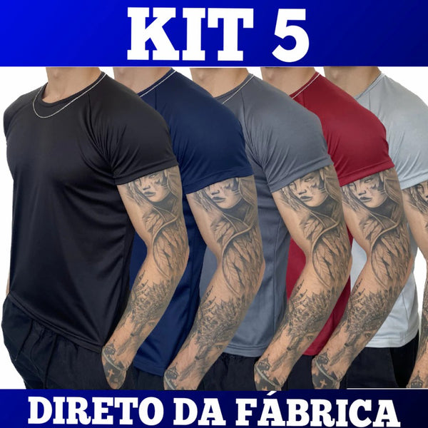 Kit 5 Camisetas Dry Fit Masculina
