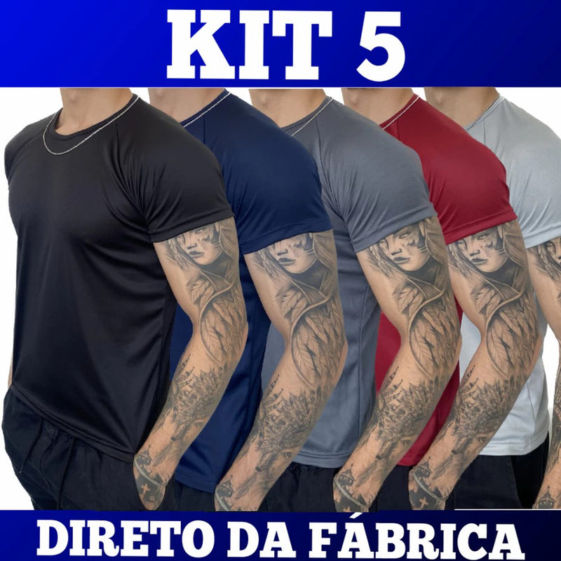 Kit 5 Camisetas Dry Fit Masculina