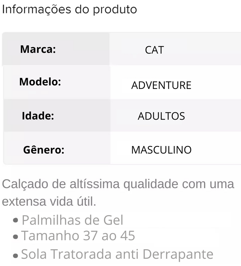 Bota Caterpillar Masculina Em Couro - 1 Linha Aventure