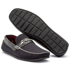 Mocasines de ante negro y azul marino para hombre